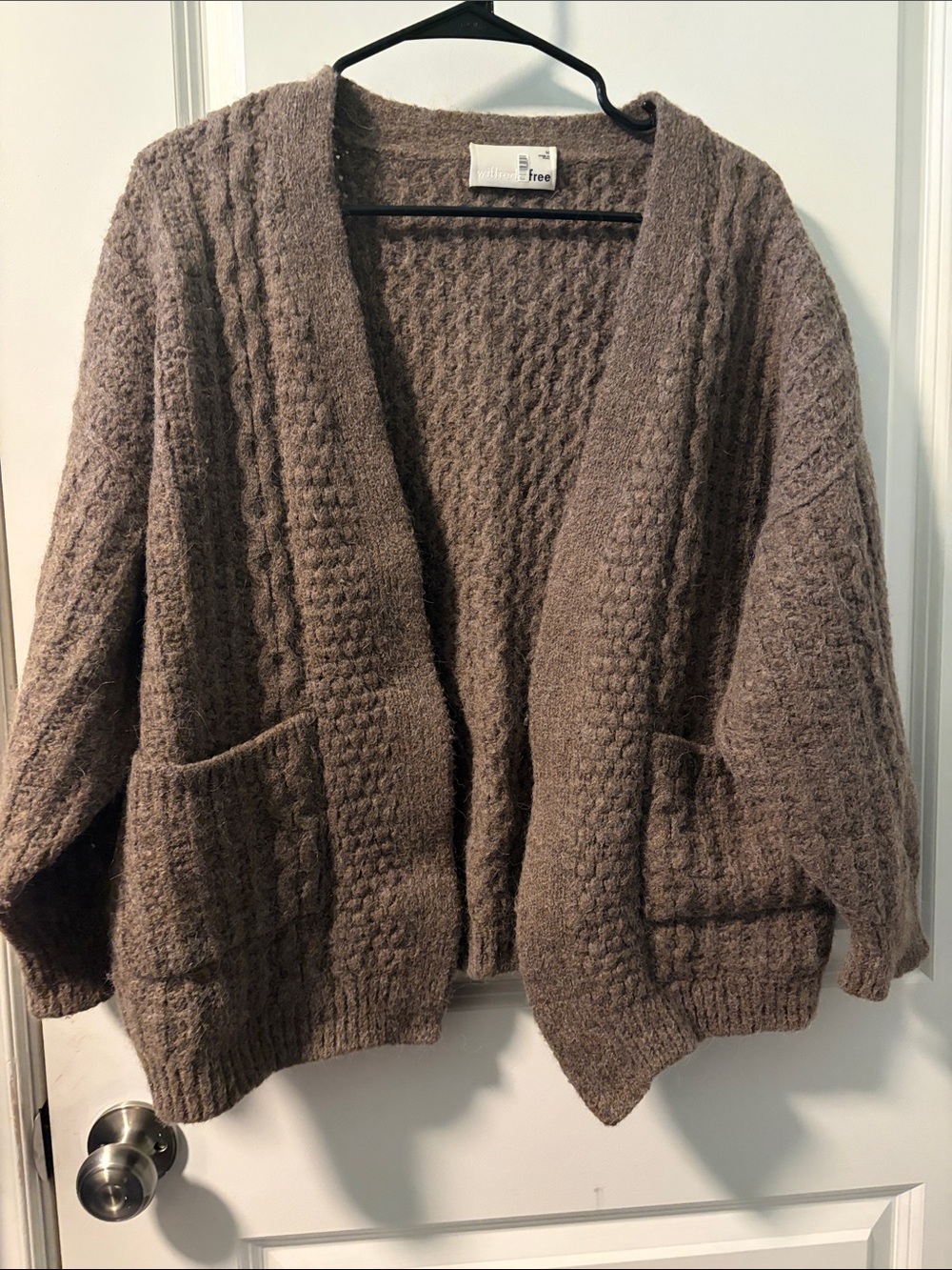 Wilfred Chunky Open-Front Cardigan in Taupe